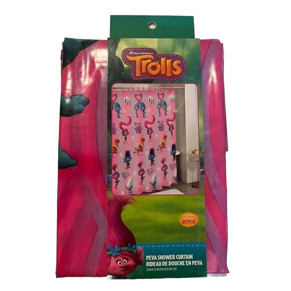 Trolls Shower Curtain Peace The Move PEVA Shower Curtain - Picture 2 of 5